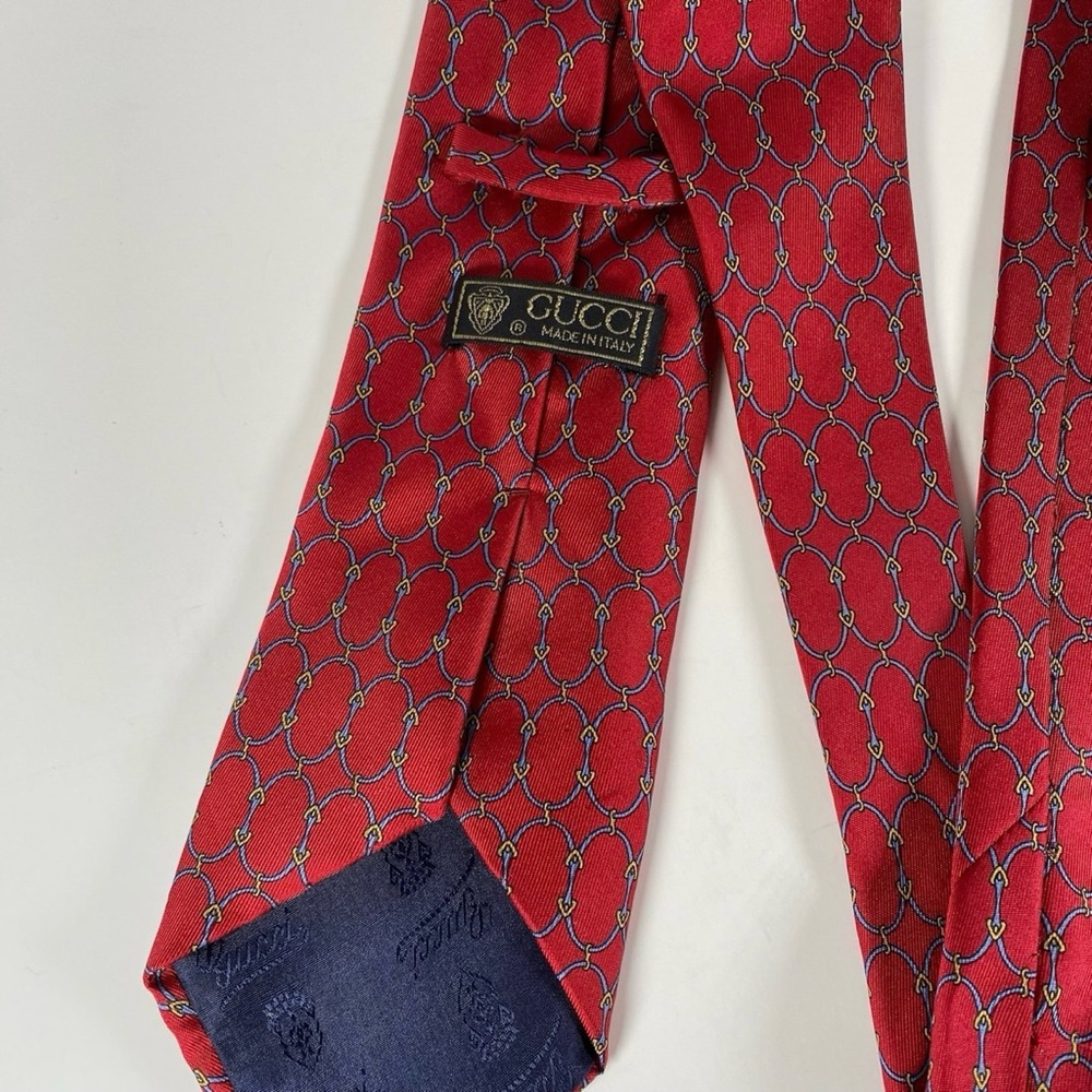 Gucci Mens Luxury Tie Red Designer 100% Silk Italy Made